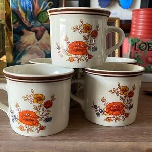 MCM Set of 6 Vintage 1970’s “Summer Garden” by Excel Linda Coffee Cups